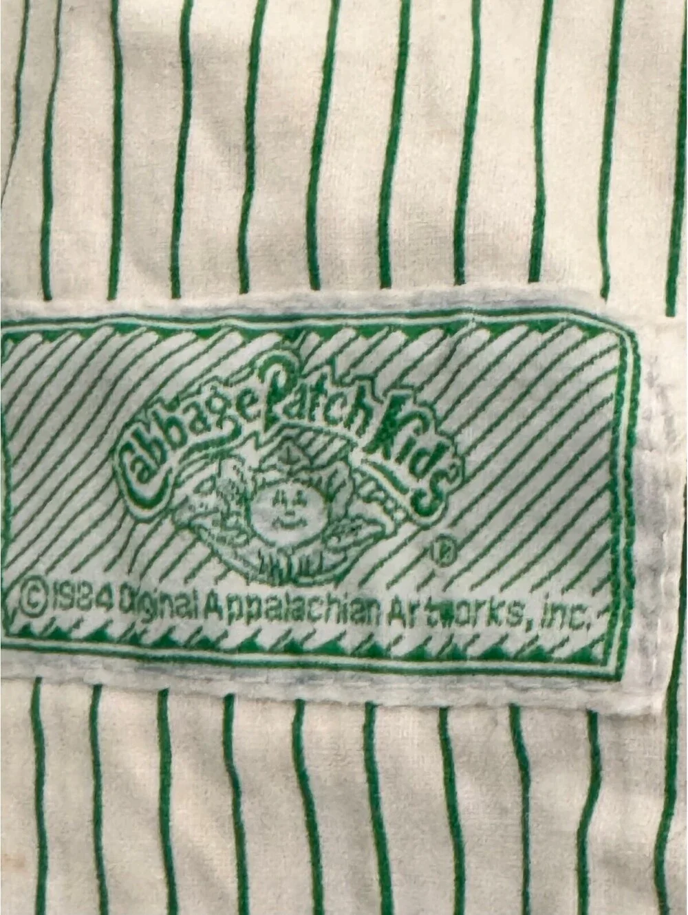 Vintage Cabbage Patch Kids Green Striped Canvas Backpack Coleco 1984